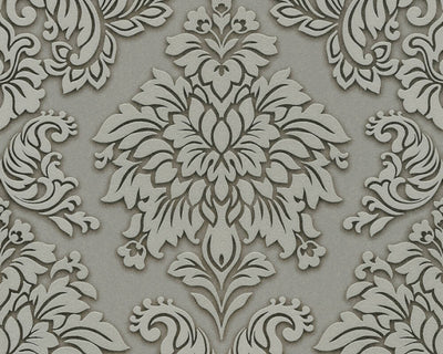 product image of sample meredith classic baroque wallpaper in grey beige and metallic by bd wall 1 526