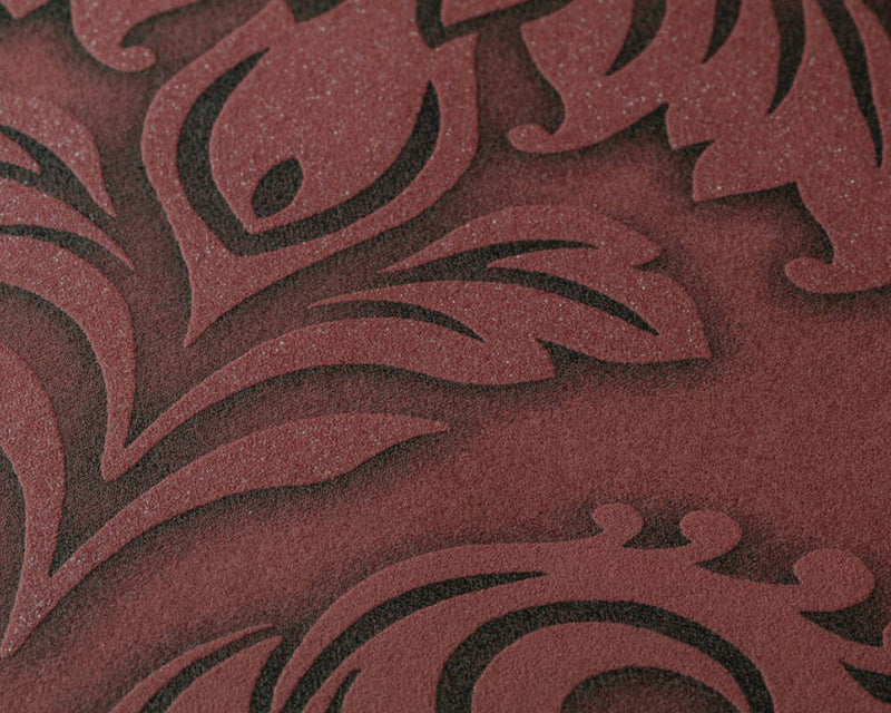 media image for Meredith Classic Baroque Wallpaper in Red, Black, and Metallic by BD Wall 232