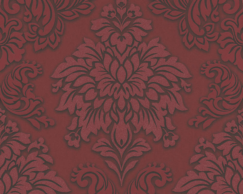 media image for Meredith Classic Baroque Wallpaper in Red, Black, and Metallic by BD Wall 224