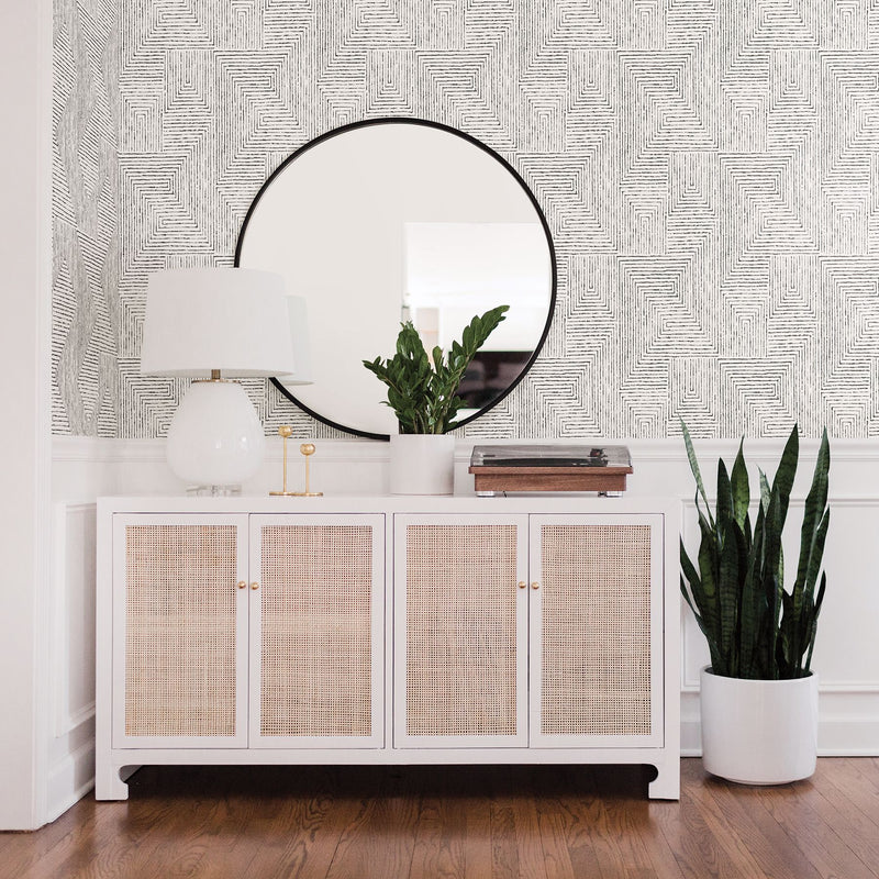 media image for Merritt Geometric Wallpaper in Black from the Scott Living Collection by Brewster Home Fashions 212