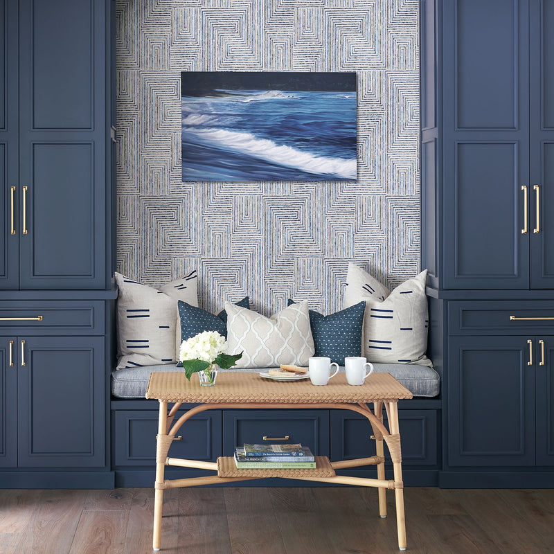 media image for Merritt Geometric Wallpaper in Indigo from the Scott Living Collection by Brewster Home Fashions 284