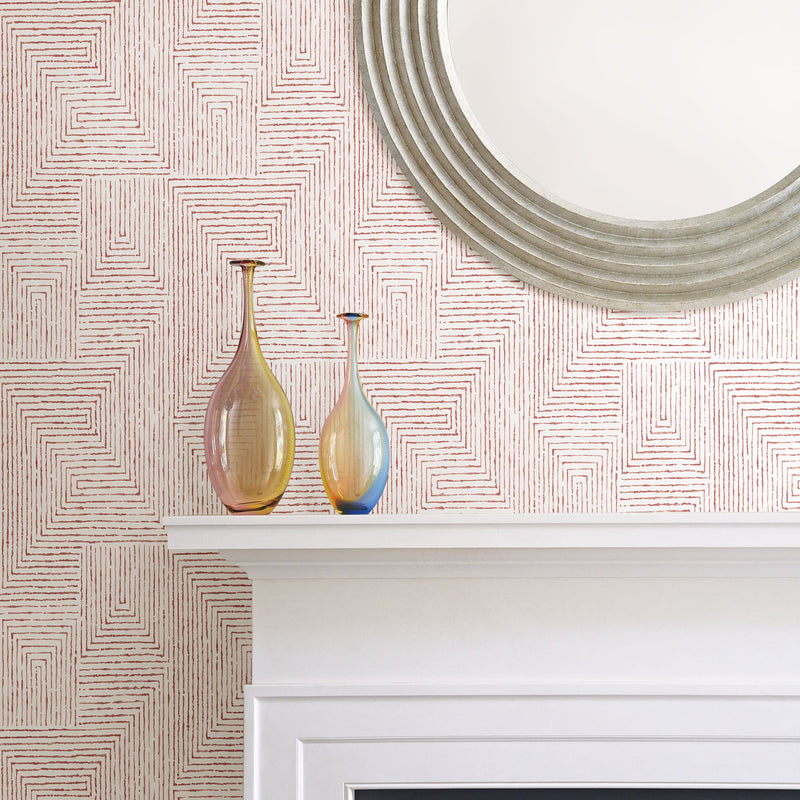 media image for Merritt Geometric Wallpaper in Red from the Scott Living Collection by Brewster Home Fashions 255