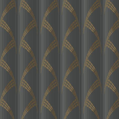 product image of Metropolis Wallpaper in Grey and Gold from the Deco Collection by Antonina Vella for York Wallcoverings 537