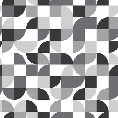 product image for Mid-Century Geometric Peel & Stick Wallpaper in Black and Grey by RoomMates for York Wallcoverings 89