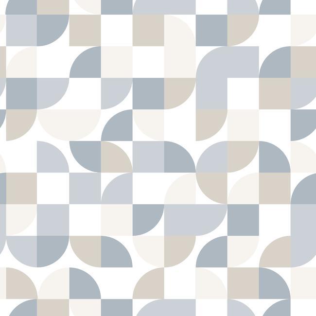 media image for Mid-Century Geometric Peel & Stick Wallpaper in Blue by RoomMates for York Wallcoverings 291