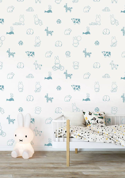 product image for Miffy Animals Kids Wallpaper in Blue by KEK Amsterdam 11