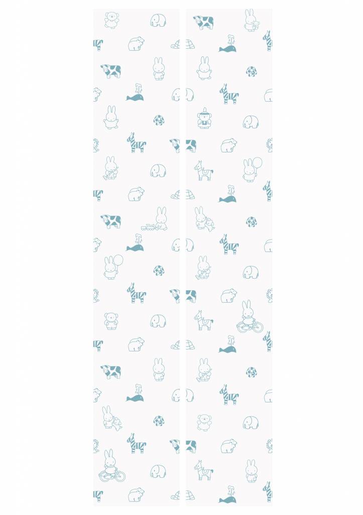media image for Miffy Animals Kids Wallpaper in Blue by KEK Amsterdam 289