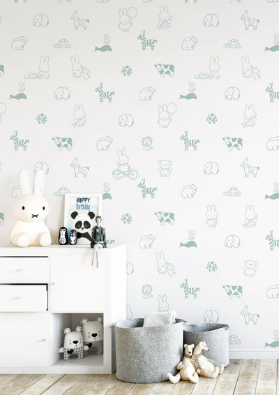 product image for Miffy Animals Kids Wallpaper in Green by KEK Amsterdam 36