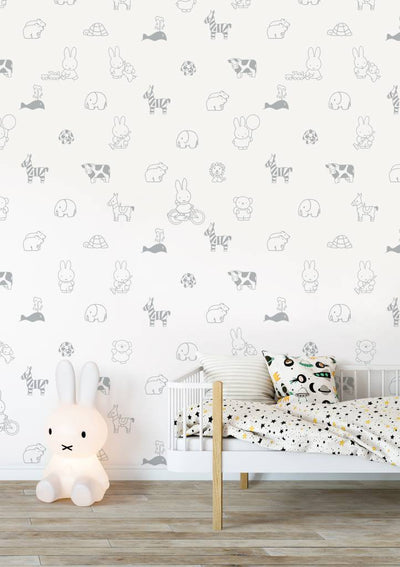 product image for Miffy Animals Kids Wallpaper in Grey by KEK Amsterdam 76