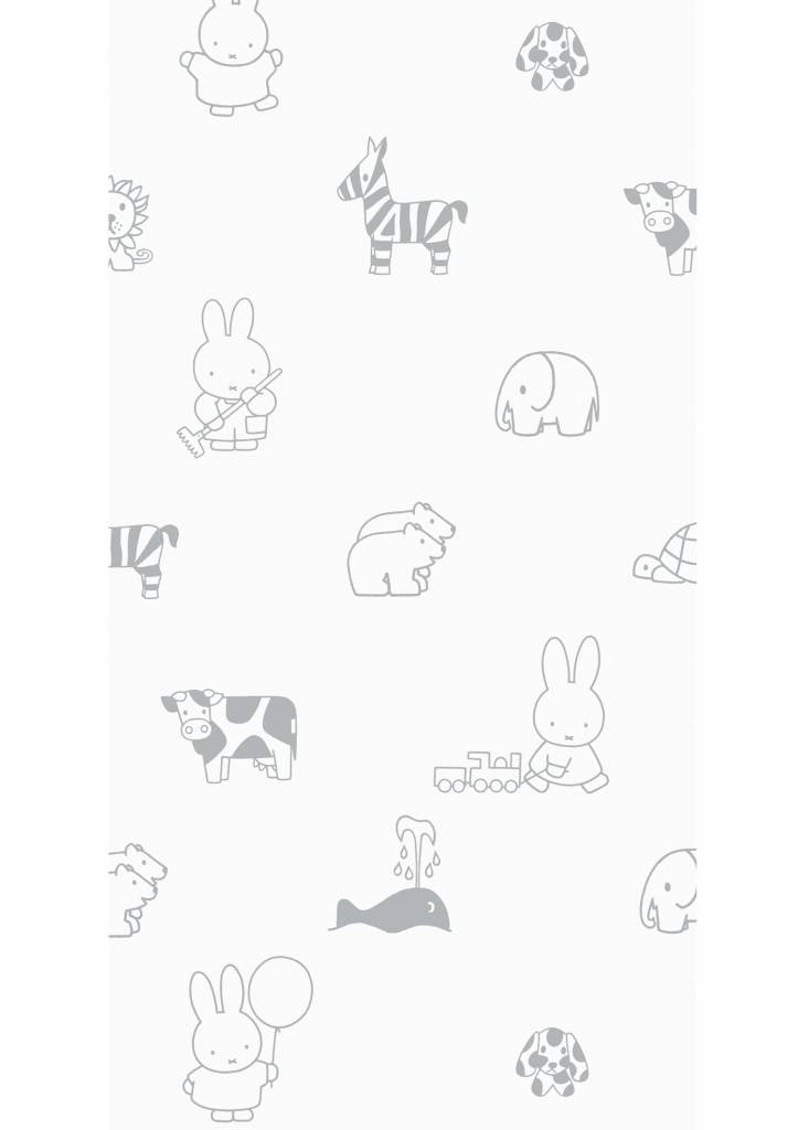 media image for Miffy Animals Kids Wallpaper in Grey by KEK Amsterdam 264