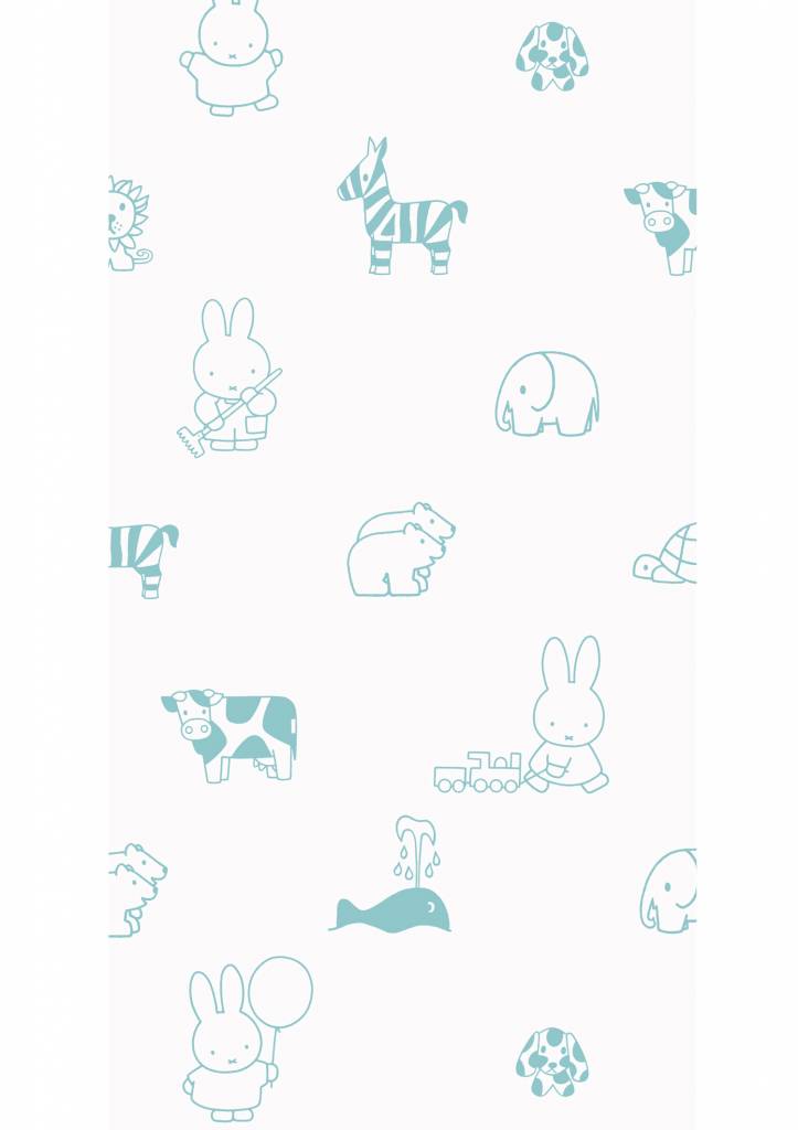media image for Miffy Animals Kids Wallpaper in Mint by KEK Amsterdam 221