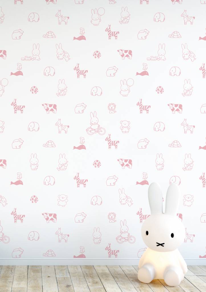 media image for Miffy Animals Kids Wallpaper in Pink by KEK Amsterdam 273