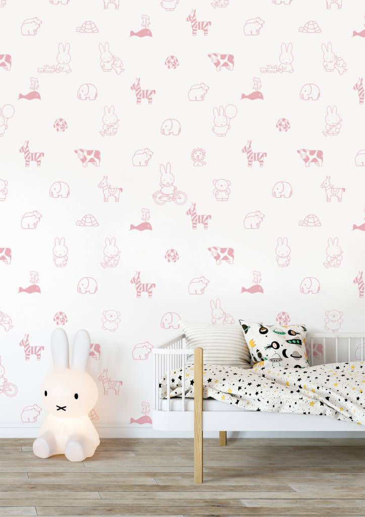 media image for Miffy Animals Kids Wallpaper in Pink by KEK Amsterdam 227