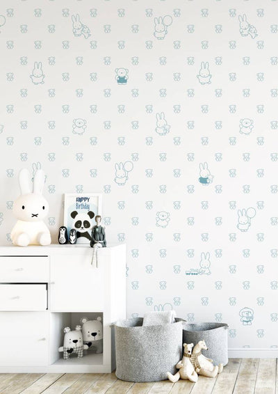 product image for Miffy Bears Kids Wallpaper in Blue by KEK Amsterdam 72