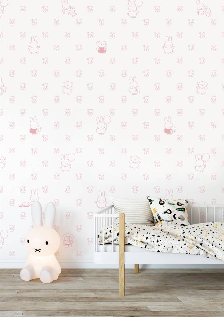 media image for Miffy Bears Kids Wallpaper in Pink by KEK Amsterdam 272