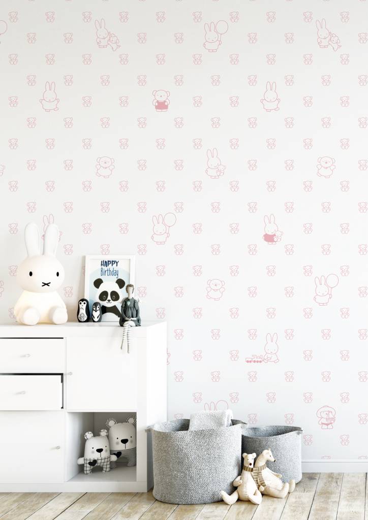 media image for Miffy Bears Kids Wallpaper in Pink by KEK Amsterdam 289
