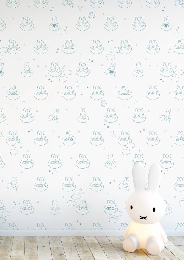 media image for Miffy Clouds Kids Wallpaper in Blue by KEK Amsterdam 234