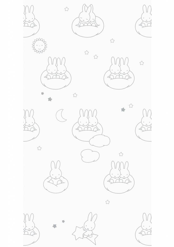 media image for Miffy Clouds Kids Wallpaper in Grey by KEK Amsterdam 227
