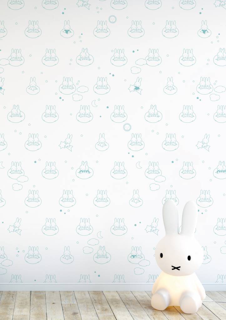 media image for Miffy Clouds Kids Wallpaper in Mint by KEK Amsterdam 249