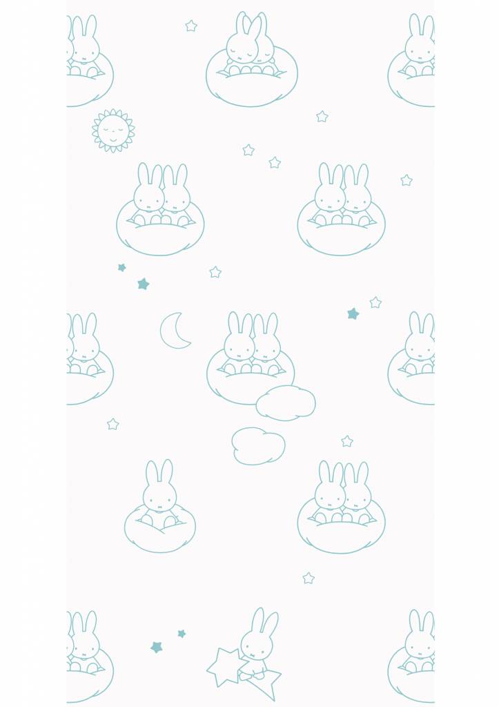 media image for Miffy Clouds Kids Wallpaper in Mint by KEK Amsterdam 279