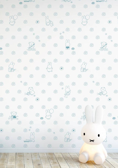 product image for Miffy Flowers Kids Wallpaper in Blue by KEK Amsterdam 88