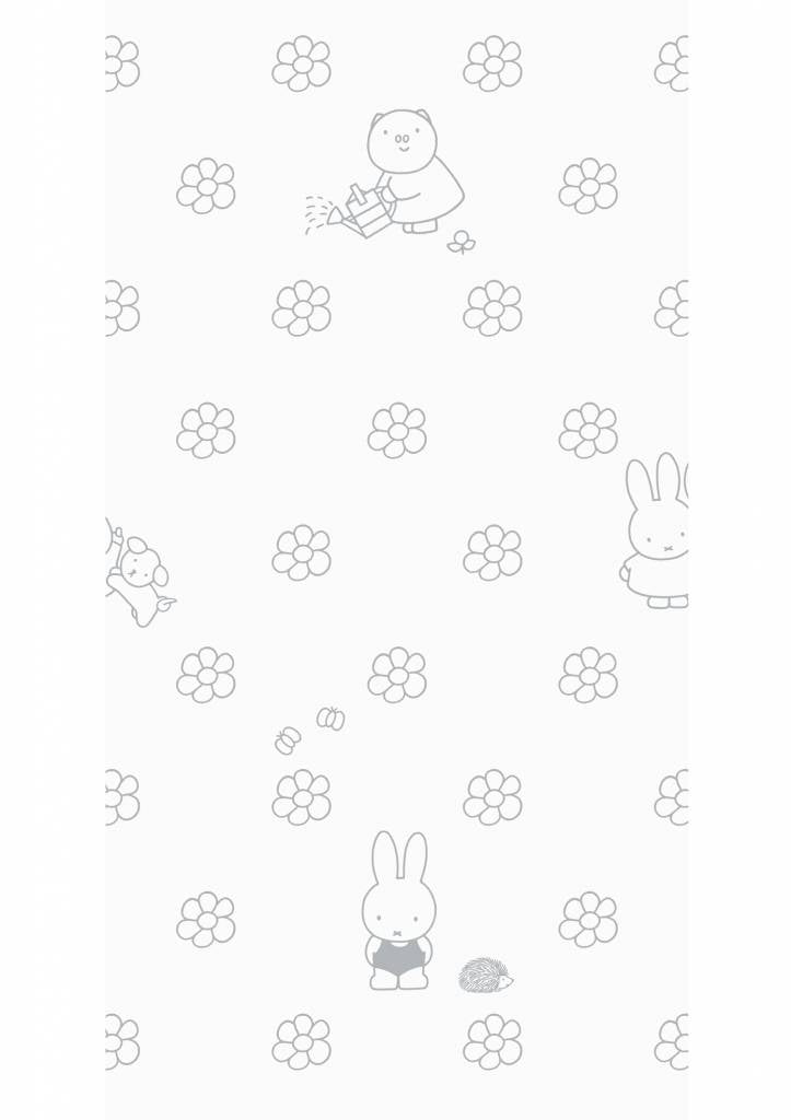 media image for Miffy Flowers Kids Wallpaper in Grey by KEK Amsterdam 242
