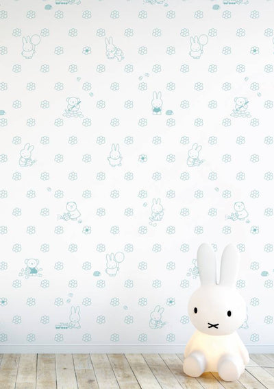 product image for Miffy Flowers Kids Wallpaper in Mint by KEK Amsterdam 0