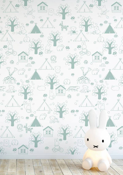 product image for Miffy Outdoor Fun Kids Wallpaper in Green by KEK Amsterdam 47