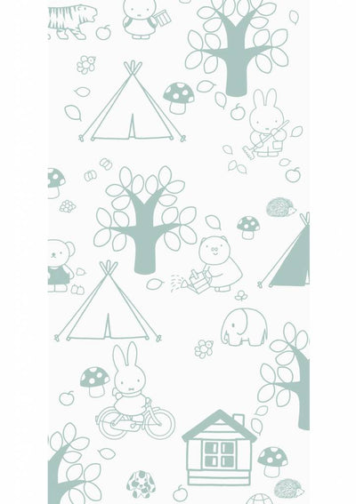 product image for Miffy Outdoor Fun Kids Wallpaper in Green by KEK Amsterdam 1