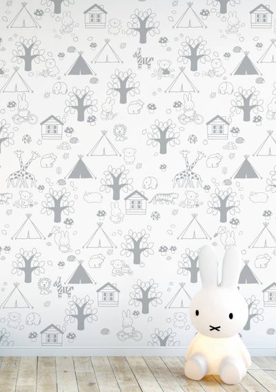 product image of Miffy Outdoor Fun Kids Wallpaper in Grey by KEK Amsterdam 536