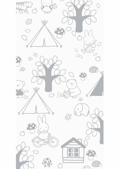 product image for Miffy Outdoor Fun Kids Wallpaper in Grey by KEK Amsterdam 12