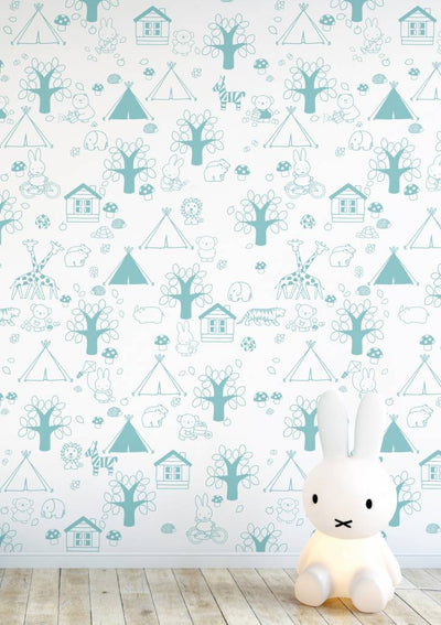 product image for Miffy Outdoor Fun Kids Wallpaper in Mint by KEK Amsterdam 51