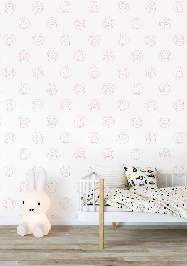 media image for Miffy Portraits Kids Wallpaper in Pink by KEK Amsterdam 277