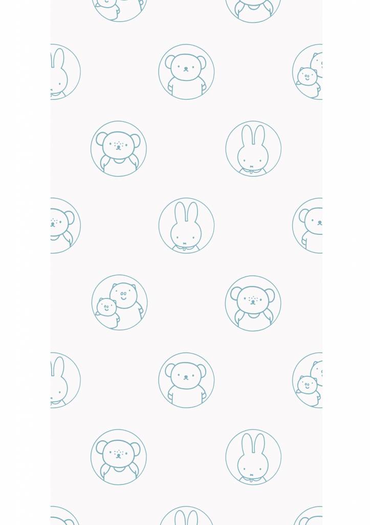 media image for Miffy Potraits Kids Wallpaper in Blue by KEK Amsterdam 210