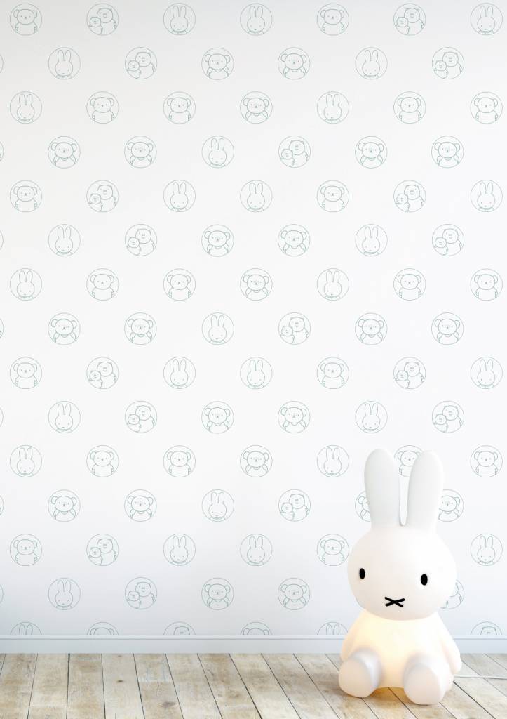 media image for Miffy Potraits Kids Wallpaper in Green by KEK Amsterdam 223