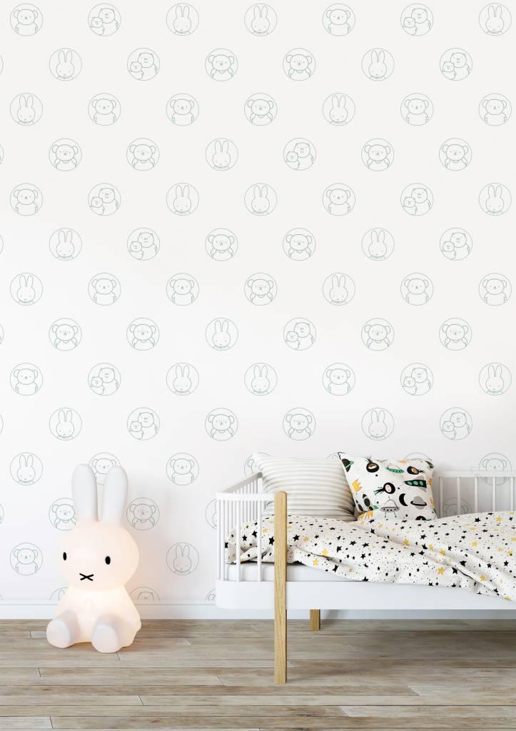 media image for Miffy Potraits Kids Wallpaper in Green by KEK Amsterdam 240