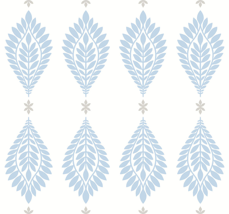 media image for Mirasol Palm Frond Wallpaper in Carolina Blue and Eggshell from the Luxe Retreat Collection by Seabrook Wallcoverings 295