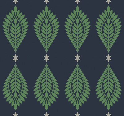 product image for Mirasol Palm Frond Wallpaper in Midnight Blue and Spearmint from the Luxe Retreat Collection by Seabrook Wallcoverings 2