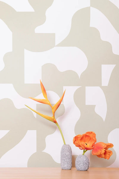 product image for Mixed Signals Wallpaper in Champagne and White by Thatcher Studio 44