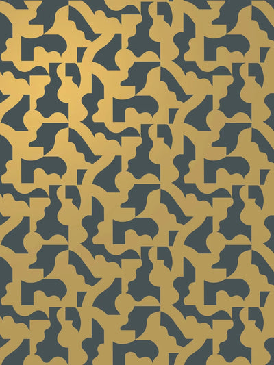 product image for Mixed Signals Wallpaper in Gold on Charcoal by Thatcher Studio 6