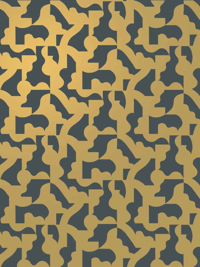 media image for Mixed Signals Wallpaper in Gold on Charcoal by Thatcher Studio 231