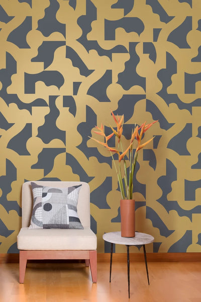 product image for Mixed Signals Wallpaper in Gold on Charcoal by Thatcher Studio 75