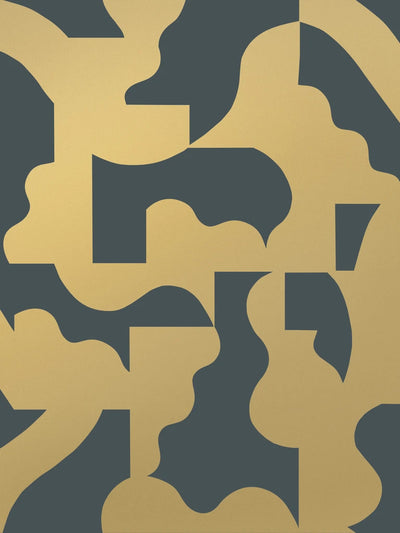 product image of Mixed Signals Wallpaper in Gold on Charcoal by Thatcher Studio 532