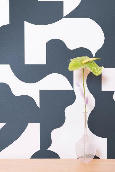 product image for Mixed Signals Wallpaper in Gunmetal and White by Thatcher Studio 89