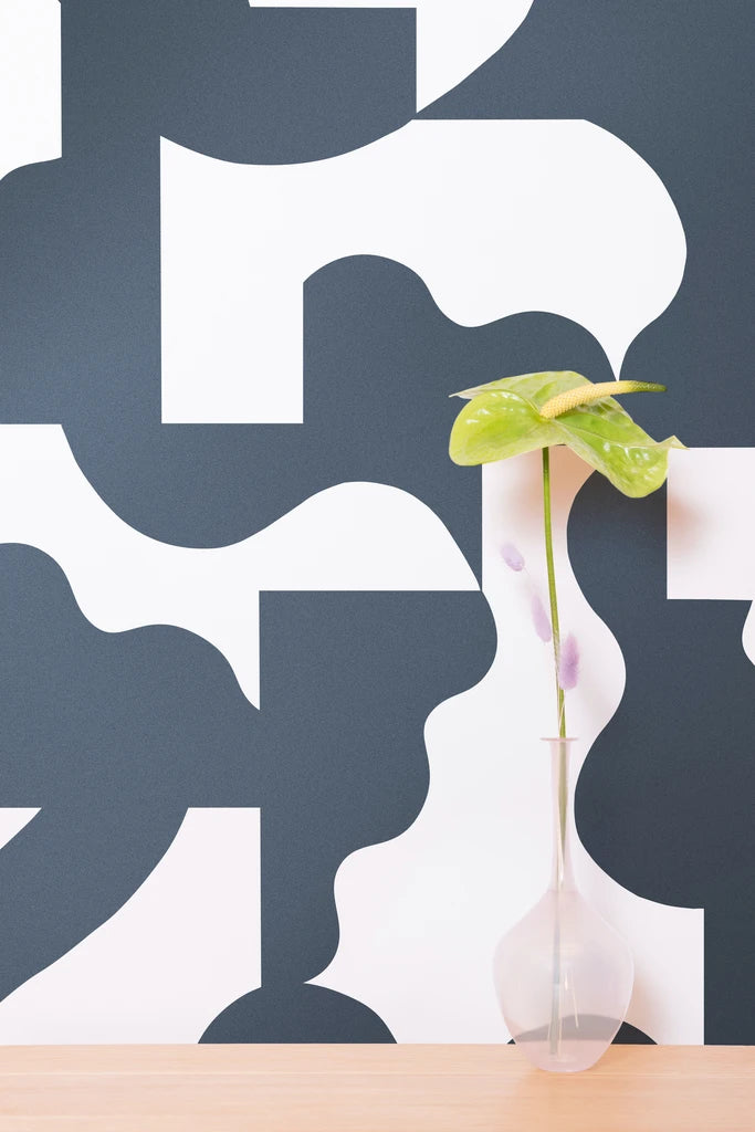 media image for Mixed Signals Wallpaper in Gunmetal and White by Thatcher Studio 218