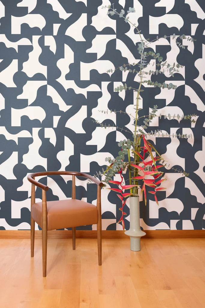 media image for Mixed Signals Wallpaper in Gunmetal and White by Thatcher Studio 223