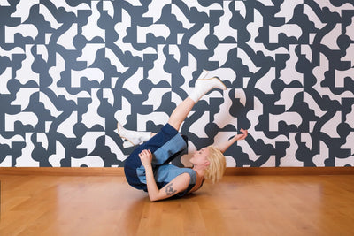 product image for Mixed Signals Wallpaper in Gunmetal and White by Thatcher Studio 21