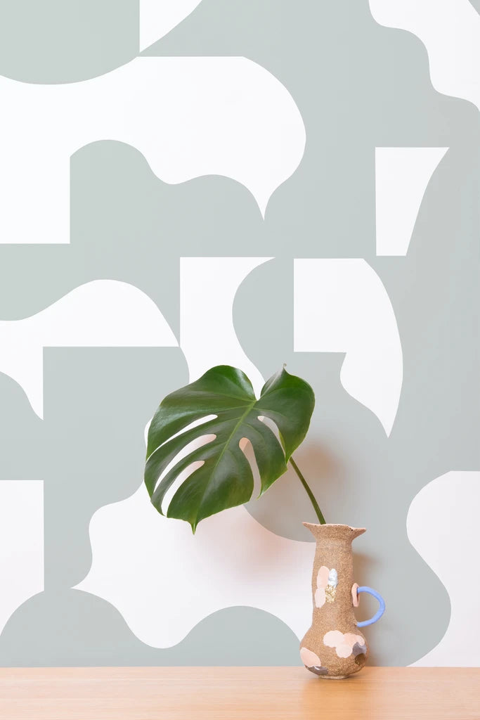 media image for Mixed Signals Wallpaper in White Sage and White by Thatcher Studio 218