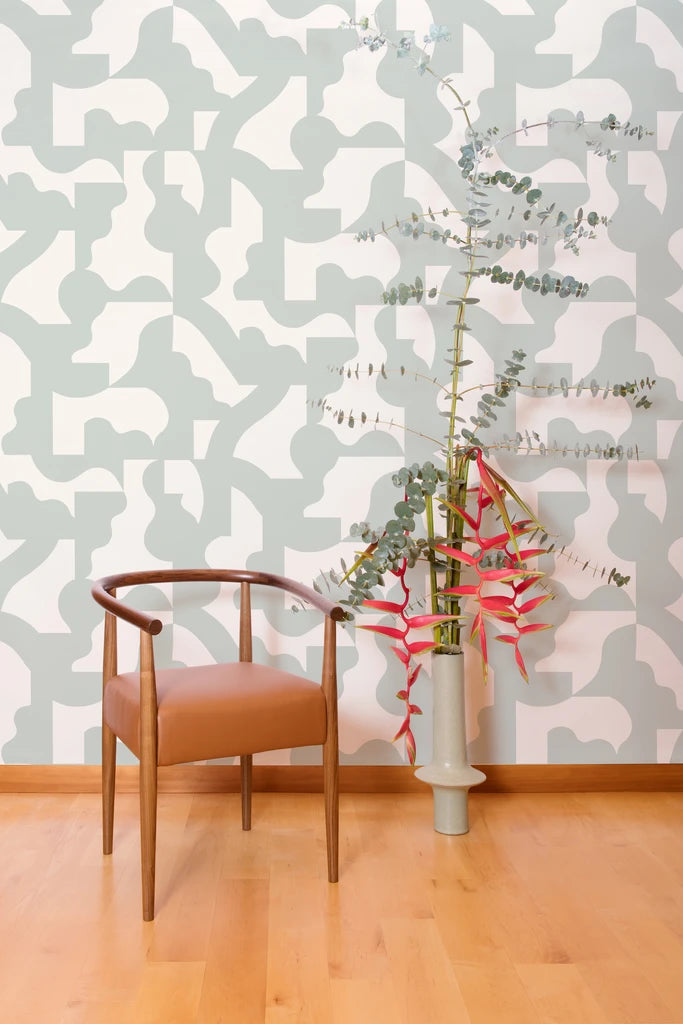 media image for Mixed Signals Wallpaper in White Sage and White by Thatcher Studio 213