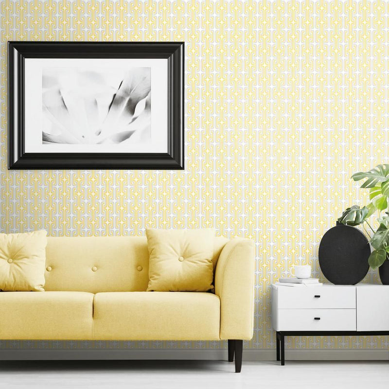 media image for Mod Lattice Peel & Stick Wallpaper in Yellow by RoomMates for York Wallcoverings 223